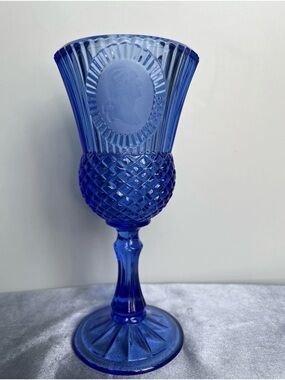 Avon Cobalt Blue Pressed Glass Goblet